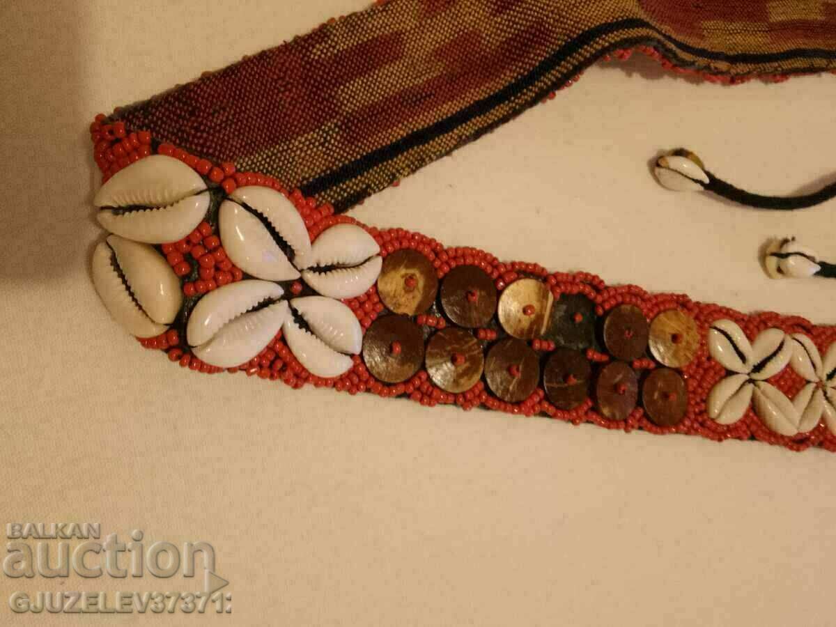 Old belt with beads, shells, fashion accessory from Tibet - 7 Old belt with beads, shells, fashion accessory from Tibet - 7