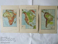 3 hărți educaționale vechi ale continentelor dinainte de al Doilea Război Mondial