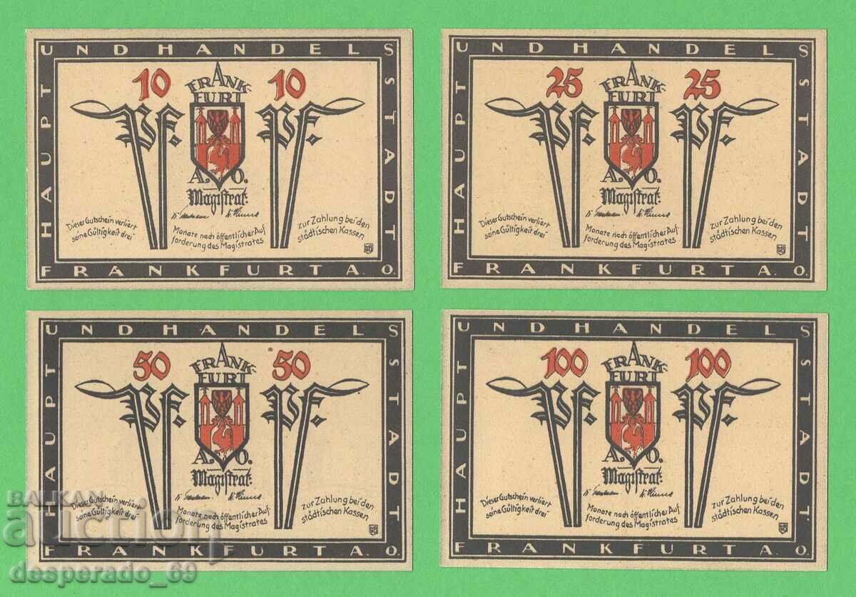 (¯`'•.¸NOTGELD (orașul Frankfurt) 1921 UNC -4 buc. bancnote.•'´¯) cu preț 10.80 BGN | € 5.52
