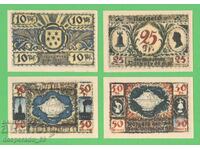 (¯`'•.¸NOTGELD (πόλη Volkstedt) 1921 UNC -4 τεμ. τραπεζογραμμάτια.•'´¯)