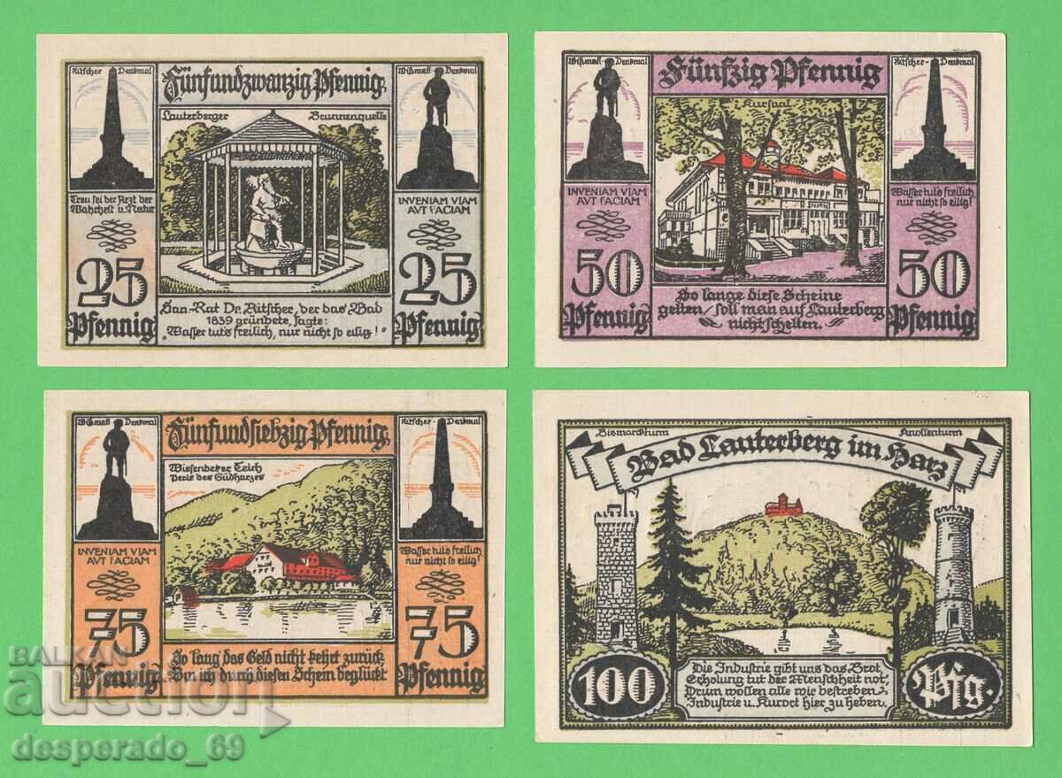 (¯`'•.¸NOTGELD (city Bad Lauterberg) 1921 UNC -4 pcs. banknotes