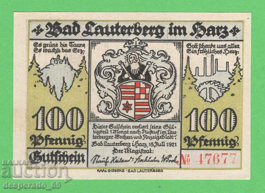 (¯`'•.¸NOTGELD (city Bad Lauterberg) 1921 UNC -100 pfennig with price 3.00 BGN | € 1.53 (¯`'•.¸NOTGELD (city Bad Lauterberg) 1921 UNC -100 pfennig with price 3.00 BGN | € 1.53