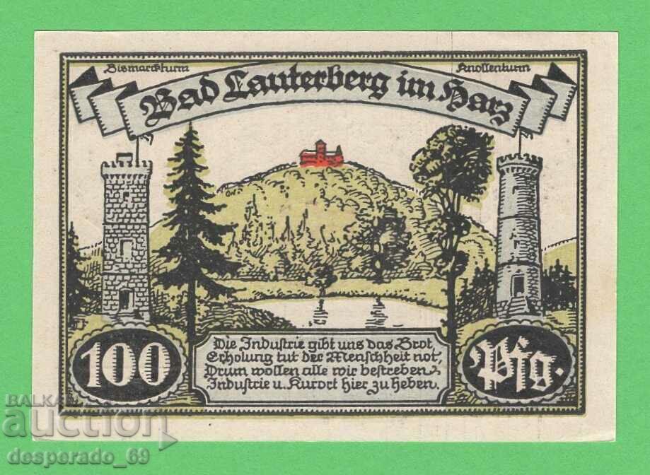 (¯`'•.¸NOTGELD (πόλη Bad Lauterberg) 1921 UNC -100 pfennig