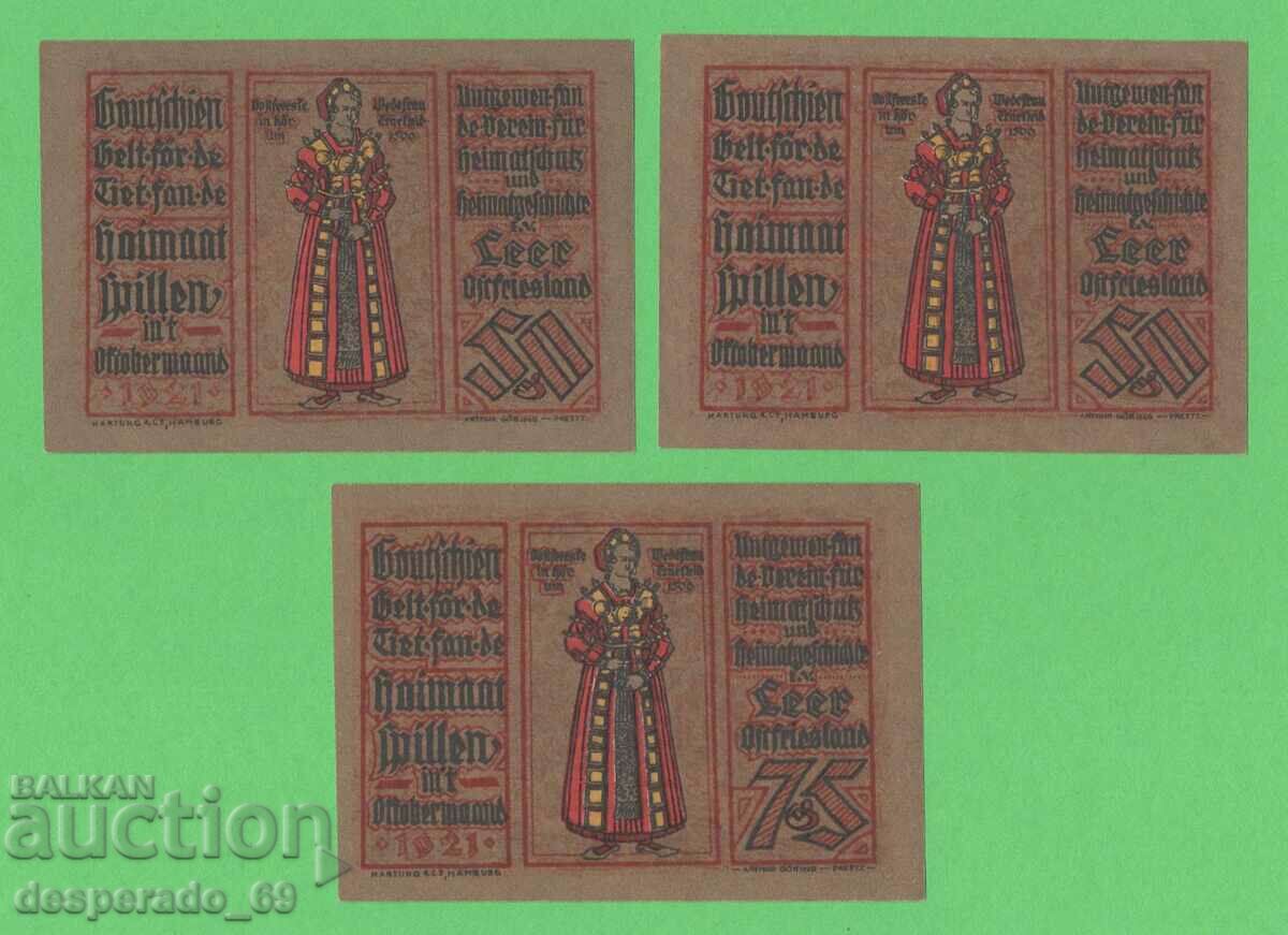 (¯`'•.¸NOTGELD (City of Leer) 1921 UNC -3 pcs. banknotes¸.•'´¯) with price 9.00 BGN | € 4.60 (¯`'•.¸NOTGELD (City of Leer) 1921 UNC -3 pcs. banknotes¸.•'´¯) with price 9.00 BGN | € 4.60