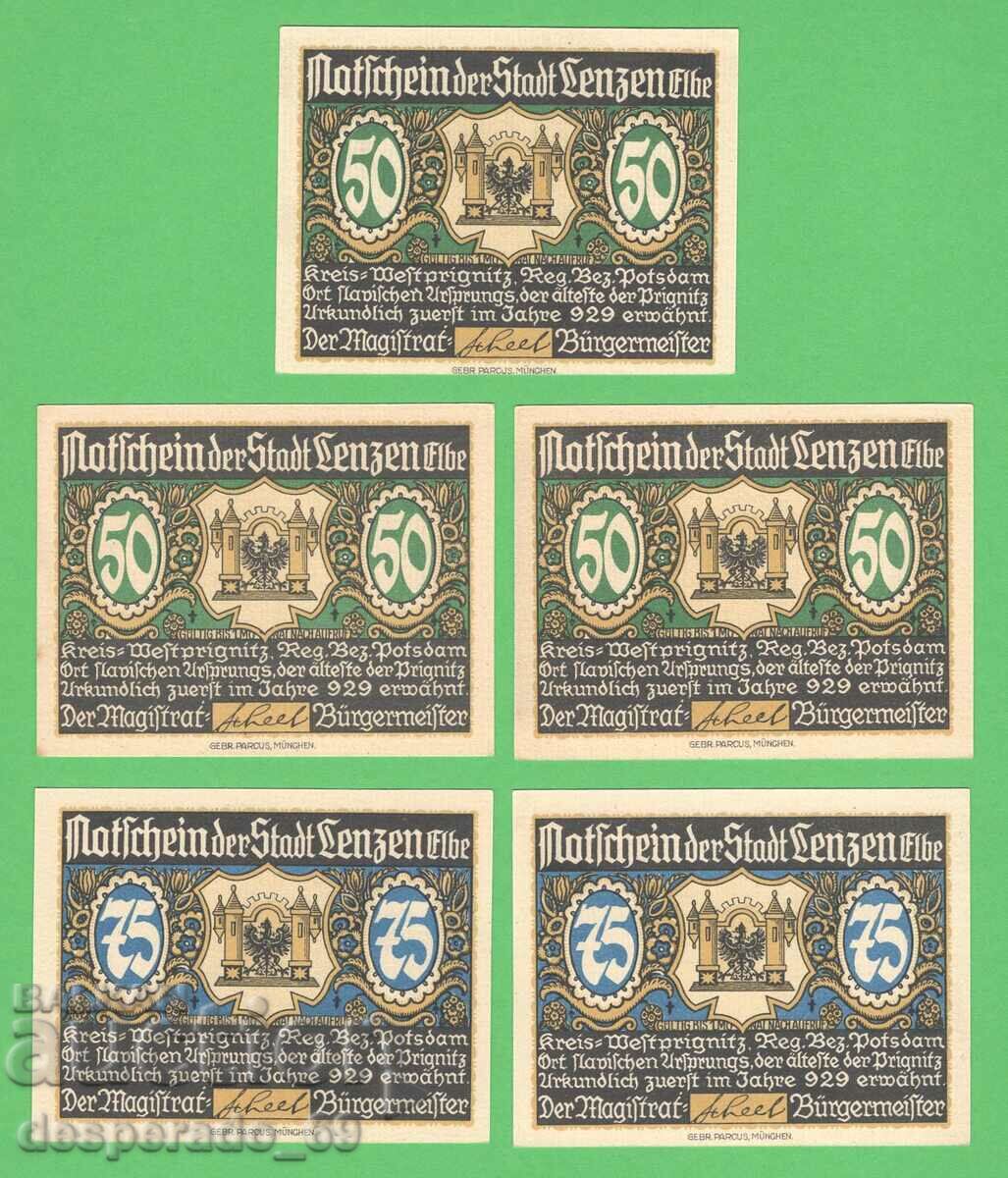 (¯`'•.¸NOTGELD (city of Lenzen) UNC -5 bank notes¸.•'´¯) with price 15.00 BGN | € 7.67 (¯`'•.¸NOTGELD (city of Lenzen) UNC -5 bank notes¸.•'´¯) with price 15.00 BGN | € 7.67