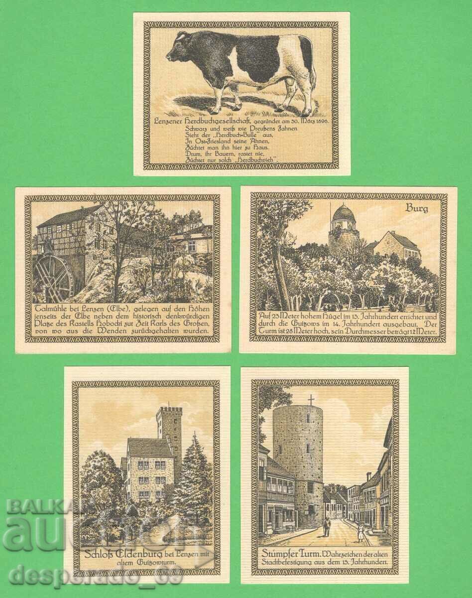 (¯`'•.¸NOTGELD (city of Lenzen) UNC -5 bank notes¸.•'´¯) (¯`'•.¸NOTGELD (city of Lenzen) UNC -5 bank notes¸.•'´¯)