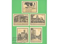 (¯`'•.¸NOTGELD (orașul Lenzen) UNC -5 bancnote¸.•'´¯)