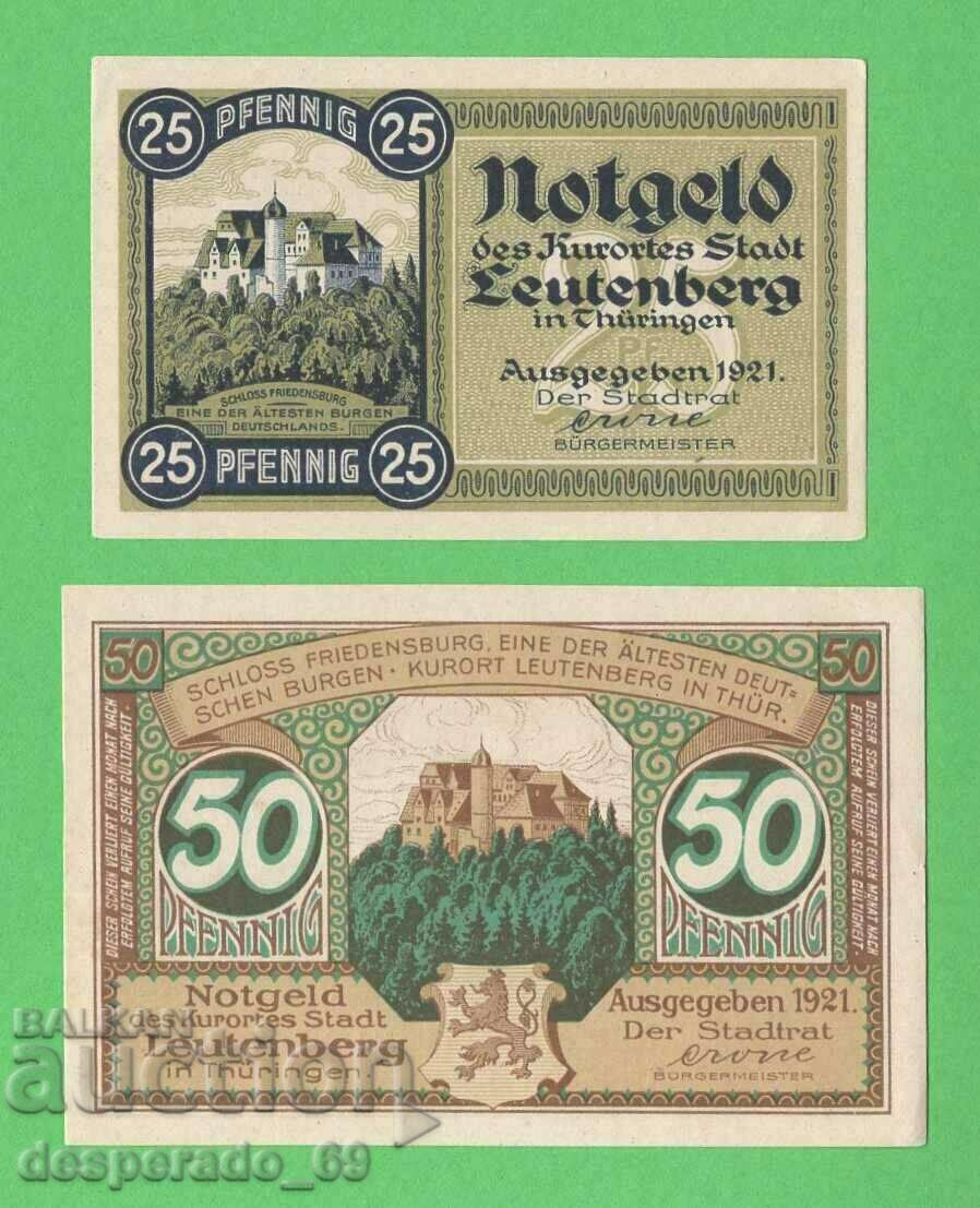 (¯`'•.¸NOTGELD (City of Leutenberg) 1921 UNC -2 pcs. banknotes '´¯)