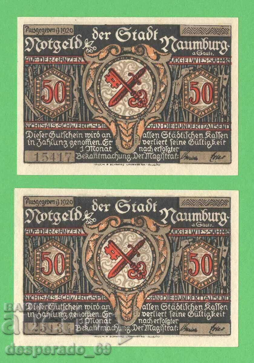 (¯`'•.¸NOTGELD (town of Naumburg) 1920 UNC -2 pcs. banknotes¸.•'´¯) with price 5.40 BGN | € 2.76 (¯`'•.¸NOTGELD (town of Naumburg) 1920 UNC -2 pcs. banknotes¸.•'´¯) with price 5.40 BGN | € 2.76