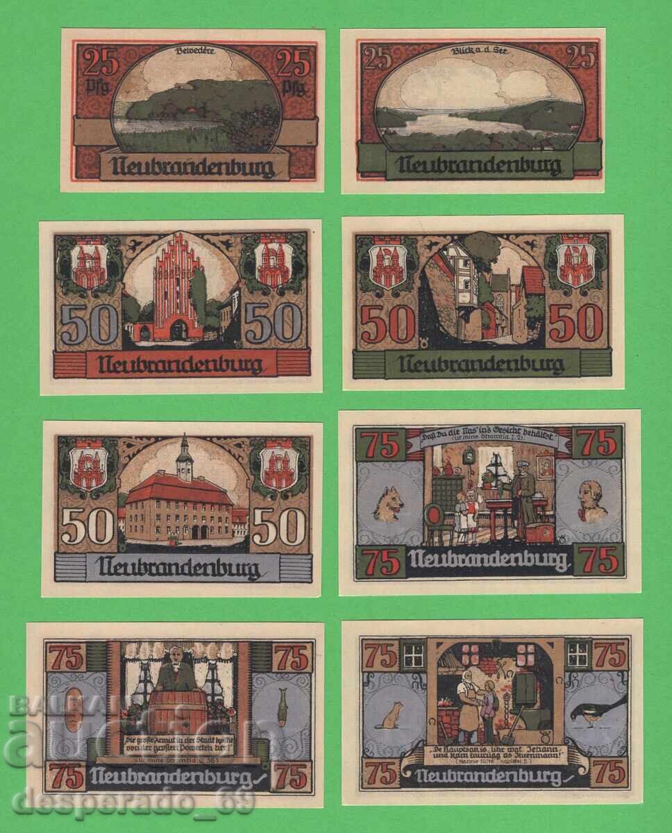 NOTGELD (city of Neubrandenburg) 1921 UNC - 8 banknotes NOTGELD (city of Neubrandenburg) 1921 UNC - 8 banknotes