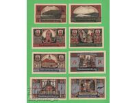 (¯`'•.¸NOTGELD (πόλη Neubrandenburg) 1921 UNC - 8 τμχ. χαρτονομίσματα