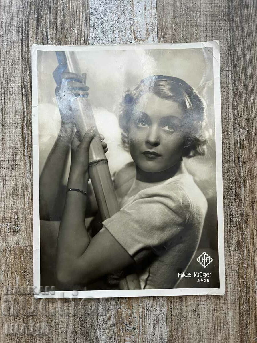 Old Large Photo German Film Actress Hilde Kruger