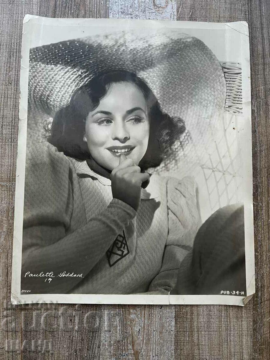Стара Голяма Снимка Американска Актриса  Paulette Goddard