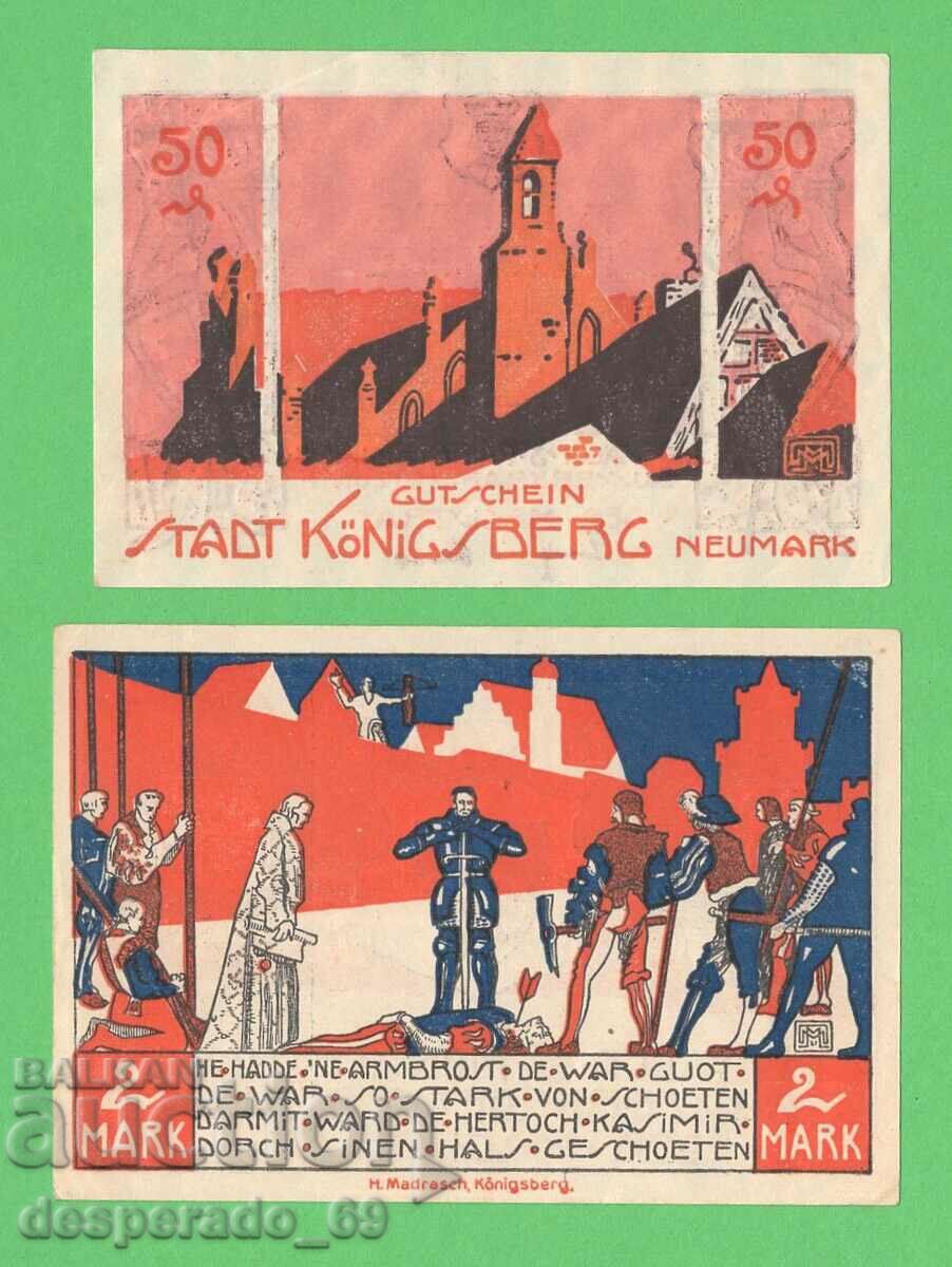 (¯`'•.¸NOTGELD (city of Königsberg) UNC- -2 pcs. banknotes¸.•'´¯)