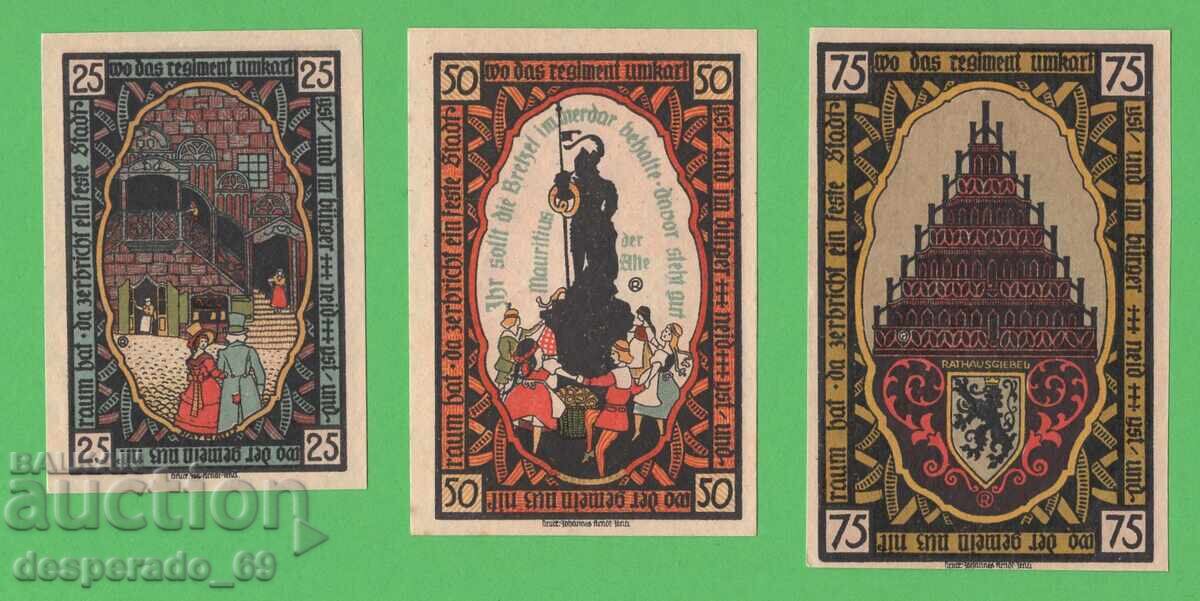 (¯`'•.¸NOTGELD (πόλη Pösneck) UNC -3 τεμ. τραπεζογραμμάτια¸.•'´¯)