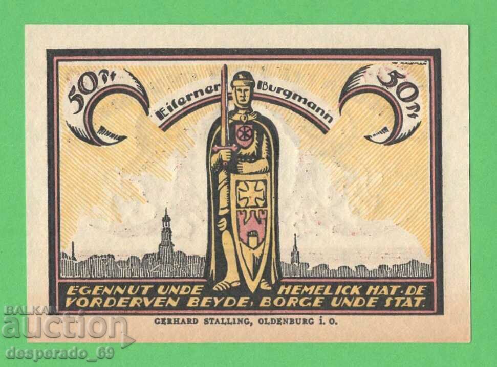 (¯`'•.¸NOTGELD (orașul Quakenbrück) 1921 UNC- -50 pfennig '´¯)