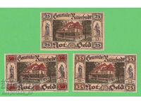 (¯`'•.¸NOTGELD (πόλη Ritterhude) 1921 UNC -3 τεμ. τραπεζογραμμάτια '´¯)