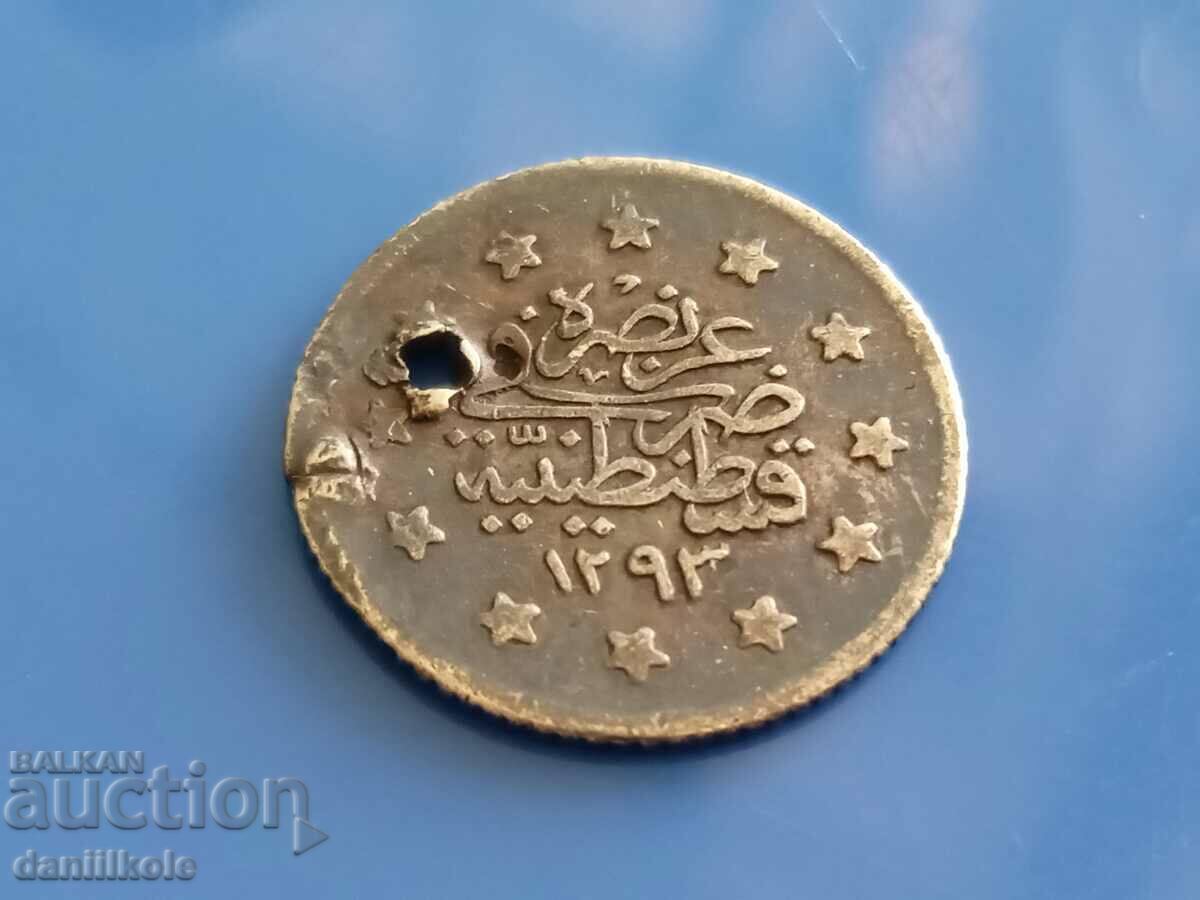 *$*Y*$* OTTOMAN EMPIRE 1 KURUSH 1293/27 1876 SILVER *$*Y*$*