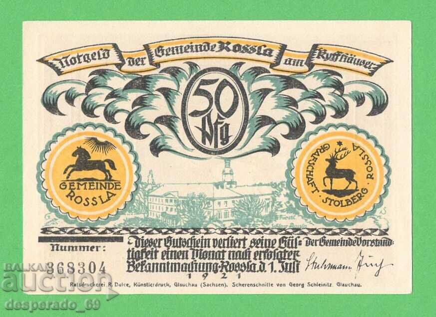 (¯`'•.¸NOTGELD (city Rossla) 1921 UNC -50 pfennig¸.•'´¯) with price 2.70 BGN | € 1.38 (¯`'•.¸NOTGELD (city Rossla) 1921 UNC -50 pfennig¸.•'´¯) with price 2.70 BGN | € 1.38