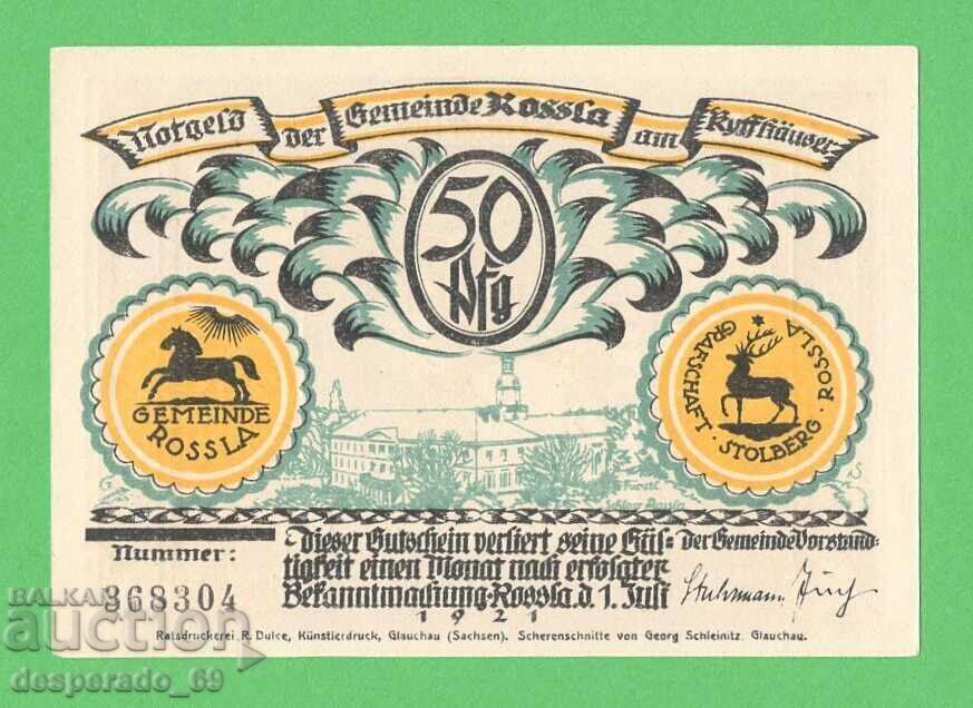 (¯`'•.¸NOTGELD (гр. Rossla) 1921 UNC -50 пфенига¸.•'´¯) с цена € 1.30 | 2.54 лв.