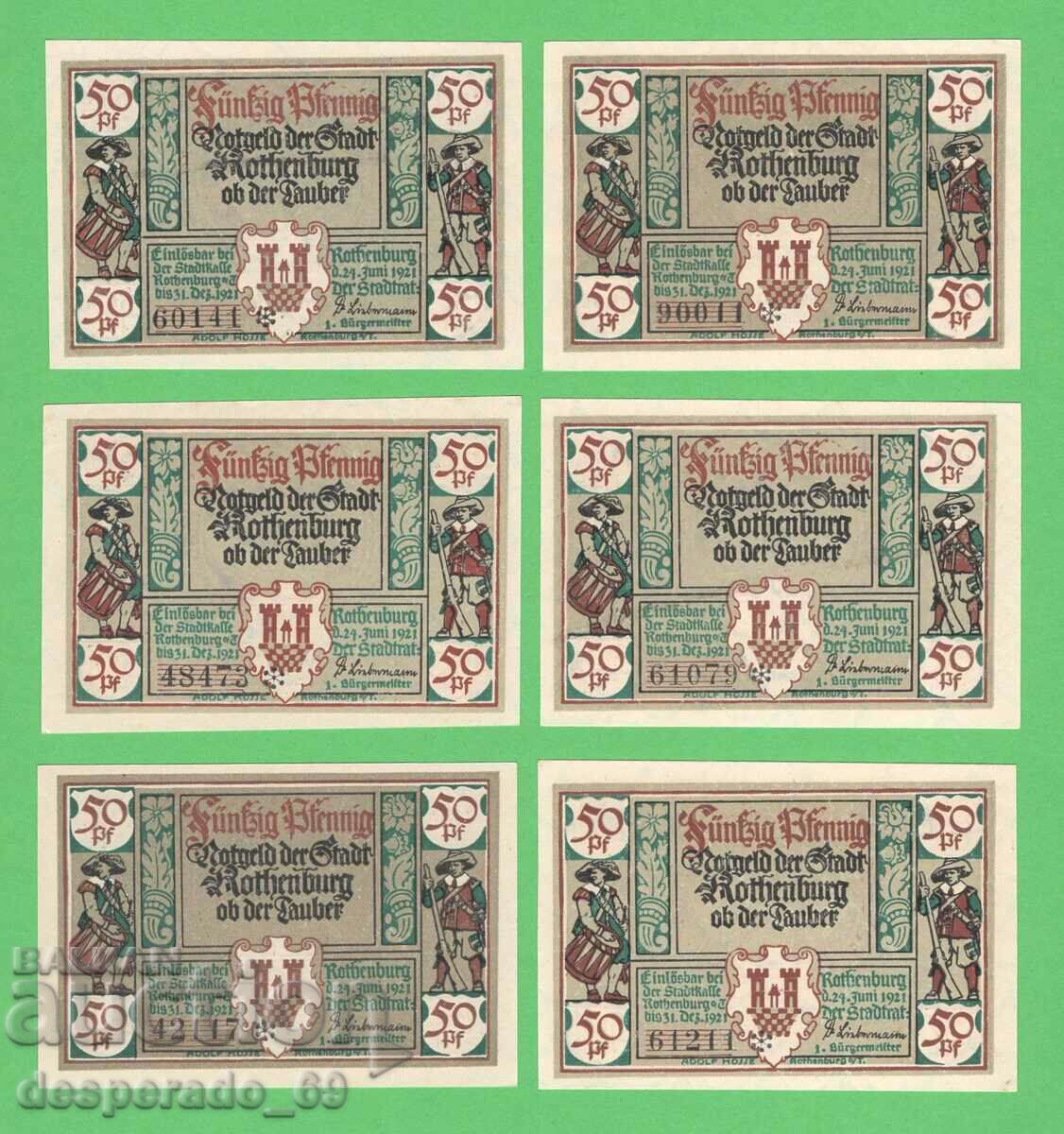 (¯`'•.¸NOTGELD (city of Rothenburg) 1921 UNC -6 pcs. banknotes ´¯) with price 15.00 BGN | € 7.67 (¯`'•.¸NOTGELD (city of Rothenburg) 1921 UNC -6 pcs. banknotes ´¯) with price 15.00 BGN | € 7.67