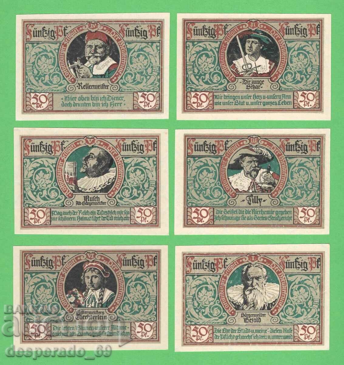 (¯`'•.¸NOTGELD (гр. Rothenburg) 1921 UNC -6 бр.банкноти ´¯)