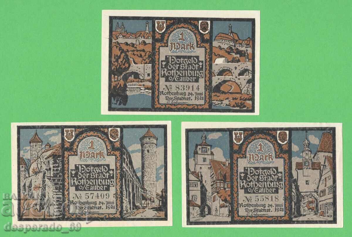 (¯`'•.¸NOTGELD (city of Rothenburg) 1921 UNC -5 pcs. banknotes '´¯)