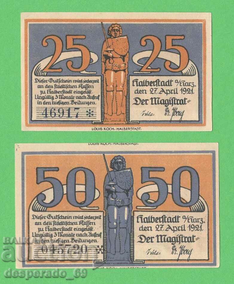 (¯`'•.¸NOTGELD (city Halberstadt) 1921 UNC -2 pcs. banknotes ´¯) with price 4.60 BGN | € 2.35 (¯`'•.¸NOTGELD (city Halberstadt) 1921 UNC -2 pcs. banknotes ´¯) with price 4.60 BGN | € 2.35