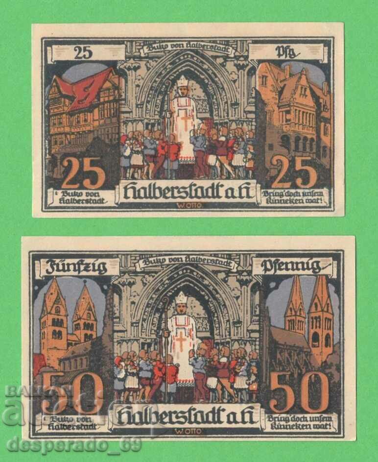 (¯`'•.¸NOTGELD (orașul Halberstadt) 1921 UNC -2 buc. bancnote ´¯)