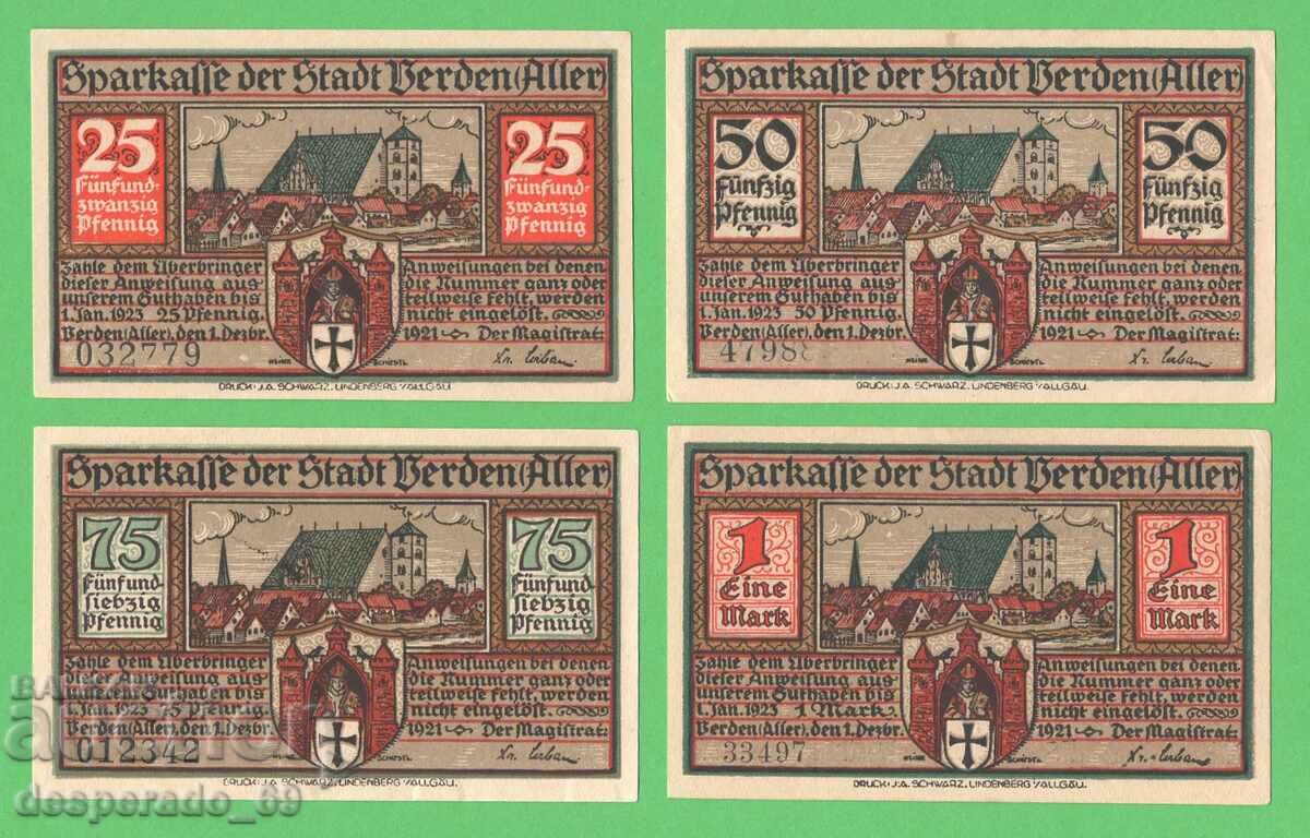 (¯`'•.¸NOTGELD (πόλη του Βέρντεν) 1921 UNC -4 τεμ. τραπεζογραμμάτια¸.•'´¯) με τιμή 12.00 BGN | € 6.14