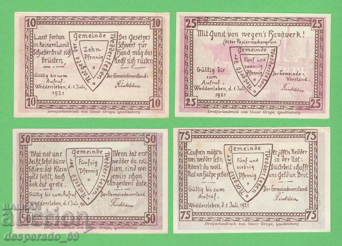 (¯`'•.¸NOTGELD (city Weddersleben) 1921 UNC -4 pcs. banknotes with price 10.00 BGN | € 5.11 (¯`'•.¸NOTGELD (city Weddersleben) 1921 UNC -4 pcs. banknotes with price 10.00 BGN | € 5.11