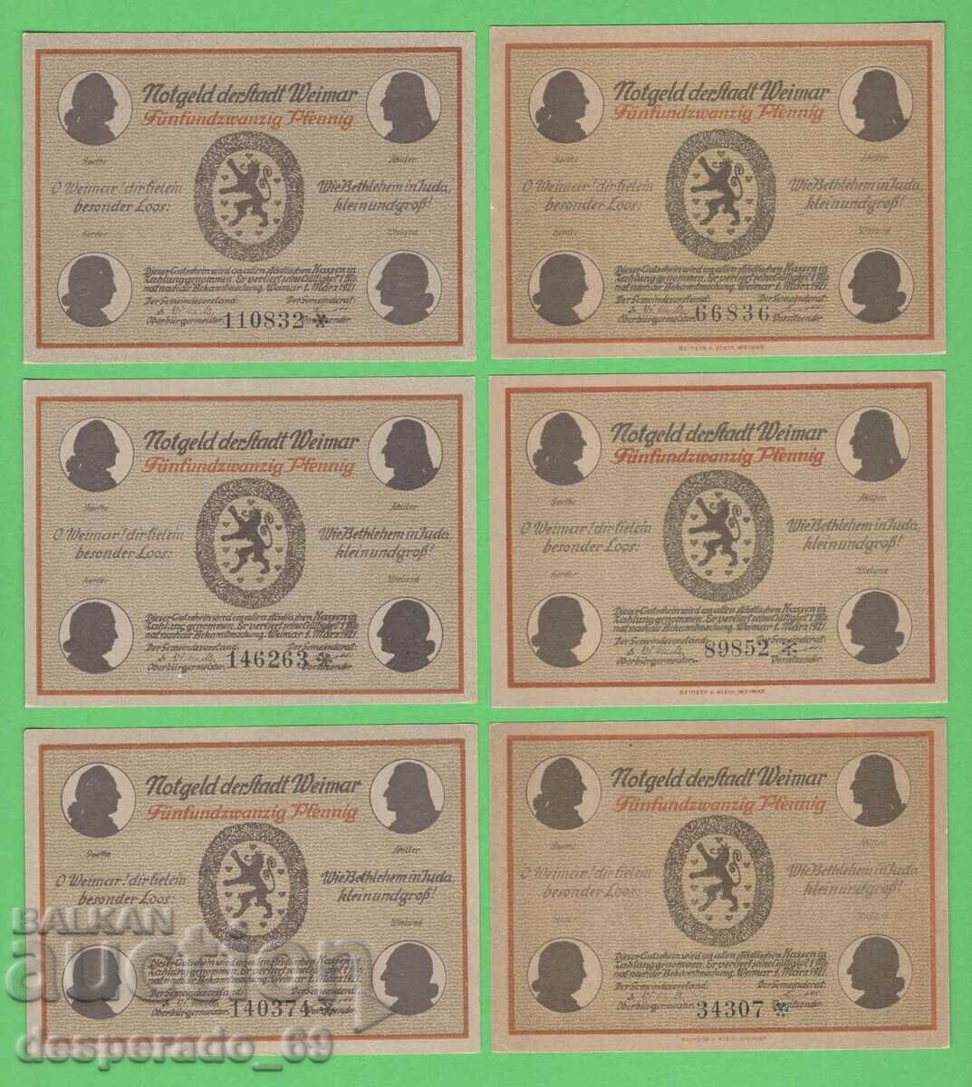 (¯`'•.¸NOTGELD (city Weimar) 1921 UNC -6 pcs. banknotes¸.•'´¯) with price 18.00 BGN | € 9.20 (¯`'•.¸NOTGELD (city Weimar) 1921 UNC -6 pcs. banknotes¸.•'´¯) with price 18.00 BGN | € 9.20
