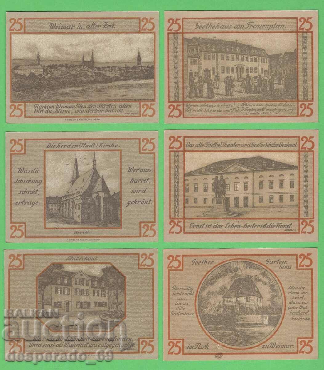 (¯`'•.¸NOTGELD (orașul Weimar) 1921 UNC -6 buc. bancnote¸.•'´¯)