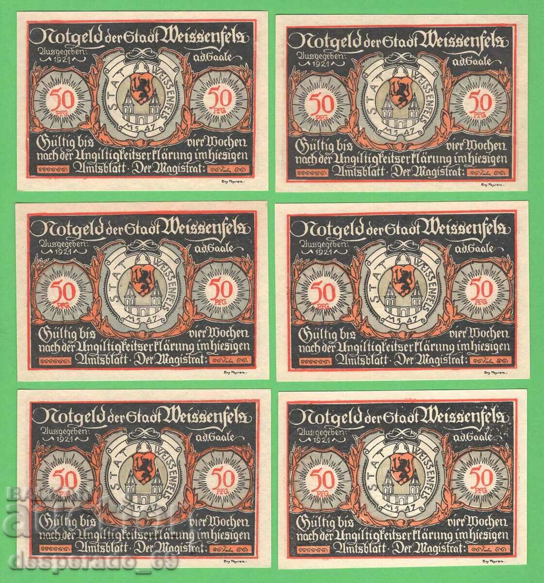 (¯`'•.¸NOTGELD (city Weissenfels) 1921 UNC -6 pcs. banknotes ´¯) with price 16.80 BGN | € 8.59 (¯`'•.¸NOTGELD (city Weissenfels) 1921 UNC -6 pcs. banknotes ´¯) with price 16.80 BGN | € 8.59
