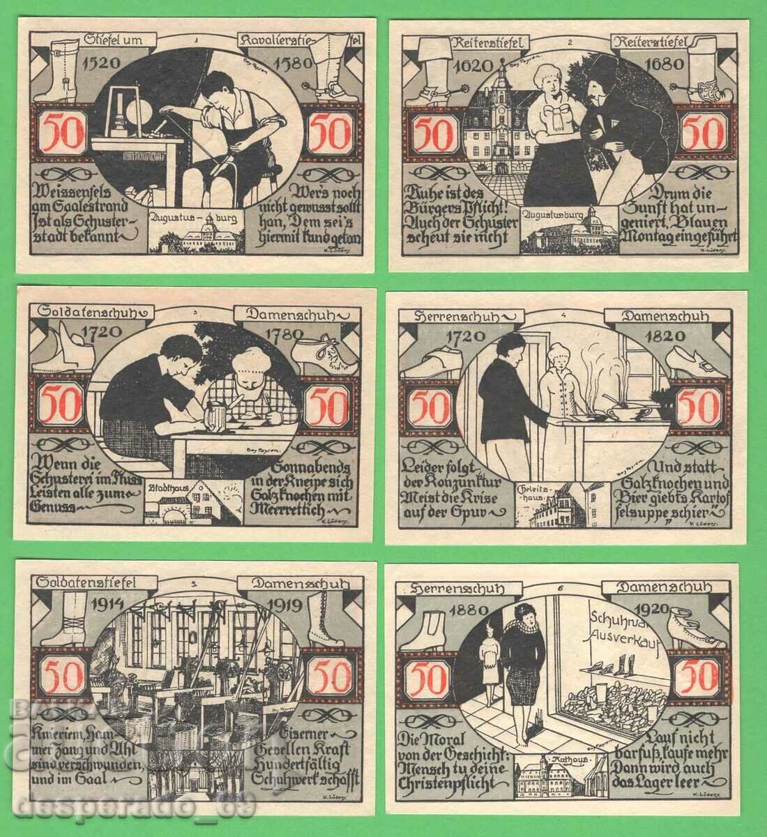 (¯`'•.¸NOTGELD (city Weissenfels) 1921 UNC -6 pcs. banknotes ´¯)