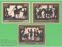 (¯`'•.¸NOTGELD (city of Wesel) 1921 UNC- -3 pcs. banknotes¸.•'´¯)