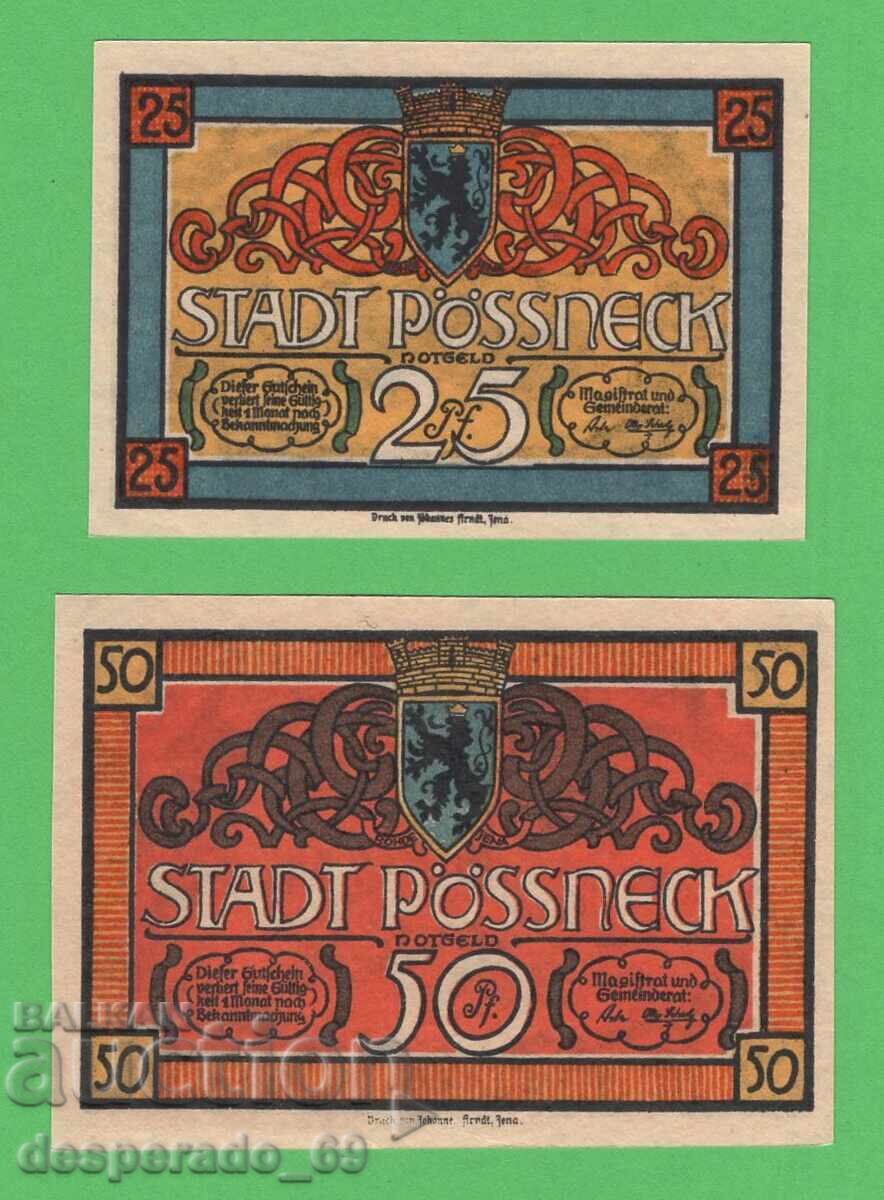 (¯`'•.¸NOTGELD (гр. Pösneck)  UNC -2 бр.банкноти¸.•'´¯) с цена € 3.00 | 5.87 лв.