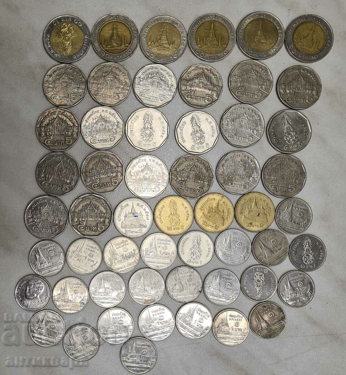 Thailand 10 5 2 1 baht lot coins