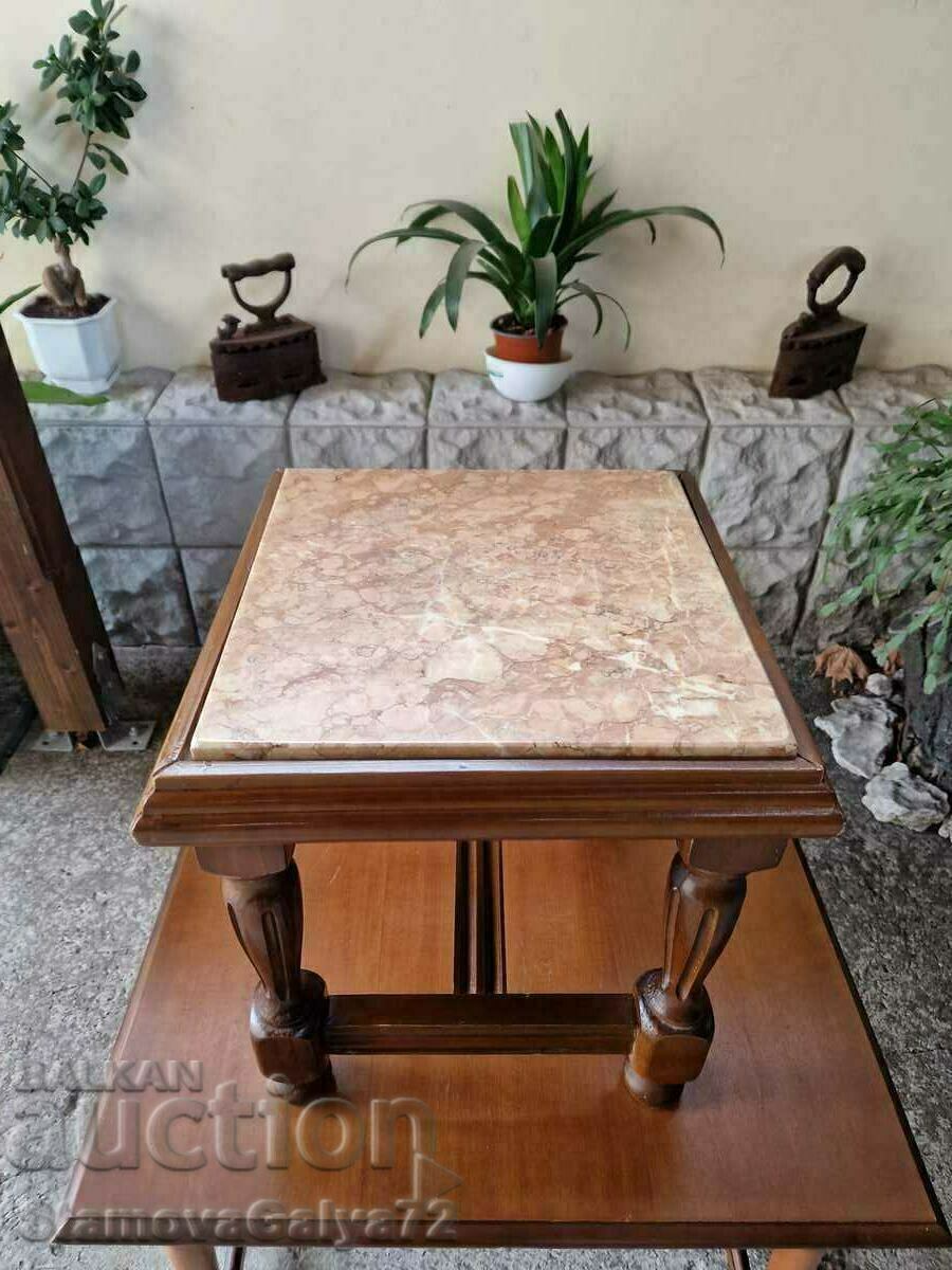 A lovely antique solid wood coffee table with a marble top with price 129.00 BGN | € 65.96 A lovely antique solid wood coffee table with a marble top with price 129.00 BGN | € 65.96