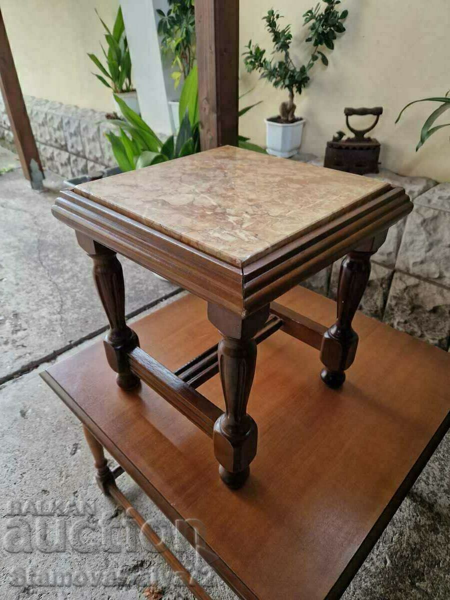 A lovely antique solid wood coffee table with a marble top - 5 A lovely antique solid wood coffee table with a marble top - 5