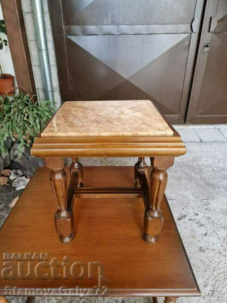 A lovely antique solid wood coffee table with a marble top - 6 A lovely antique solid wood coffee table with a marble top - 6