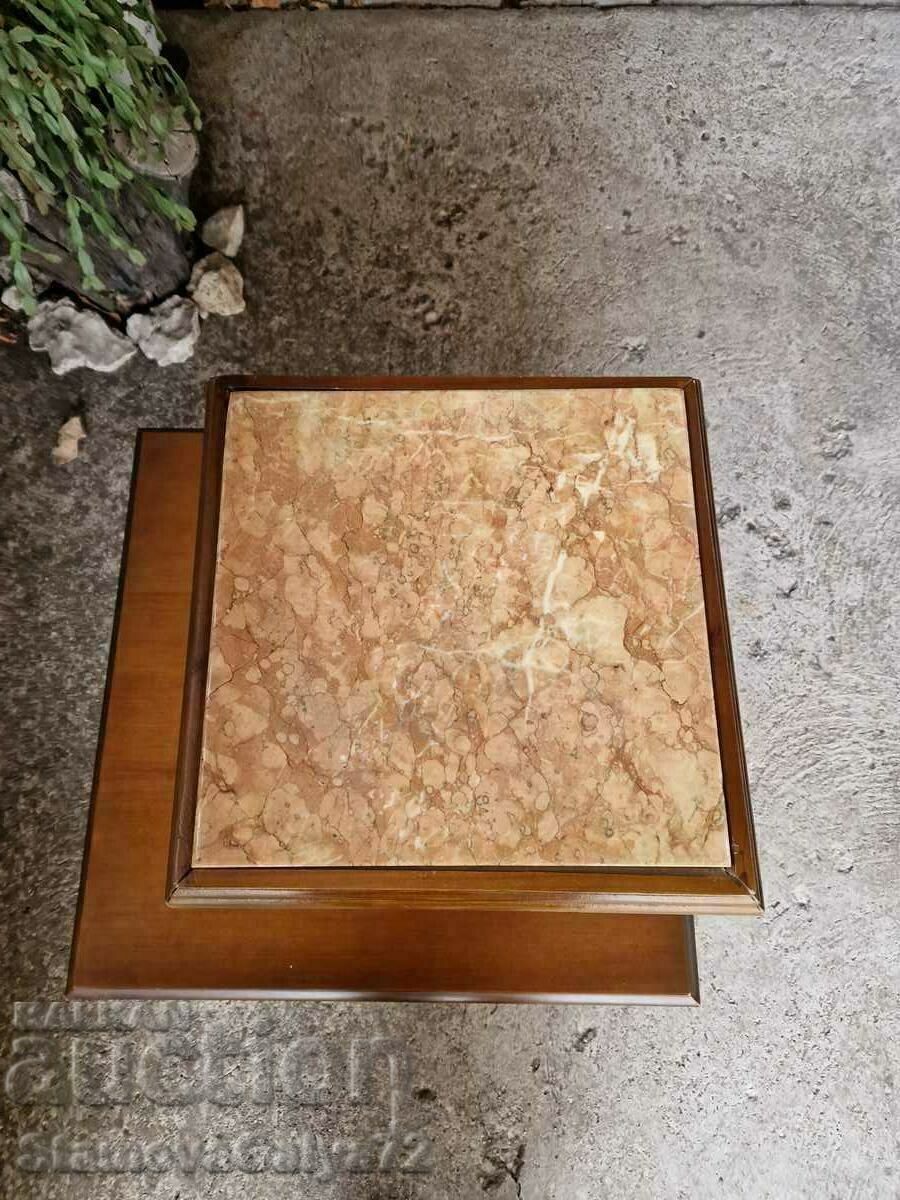 A lovely antique solid wood coffee table with a marble top - 7 A lovely antique solid wood coffee table with a marble top - 7