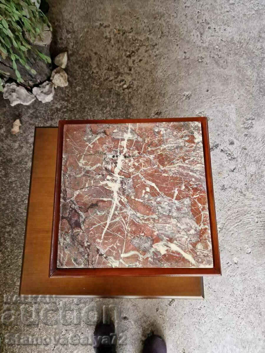 Υπέροχο τραπέζι σαλονιού από μασίφ ξύλο αντίκα με μαρμάρινη επιφάνεια - 7