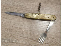 Old Folding Knife with Fork and Corkscrew