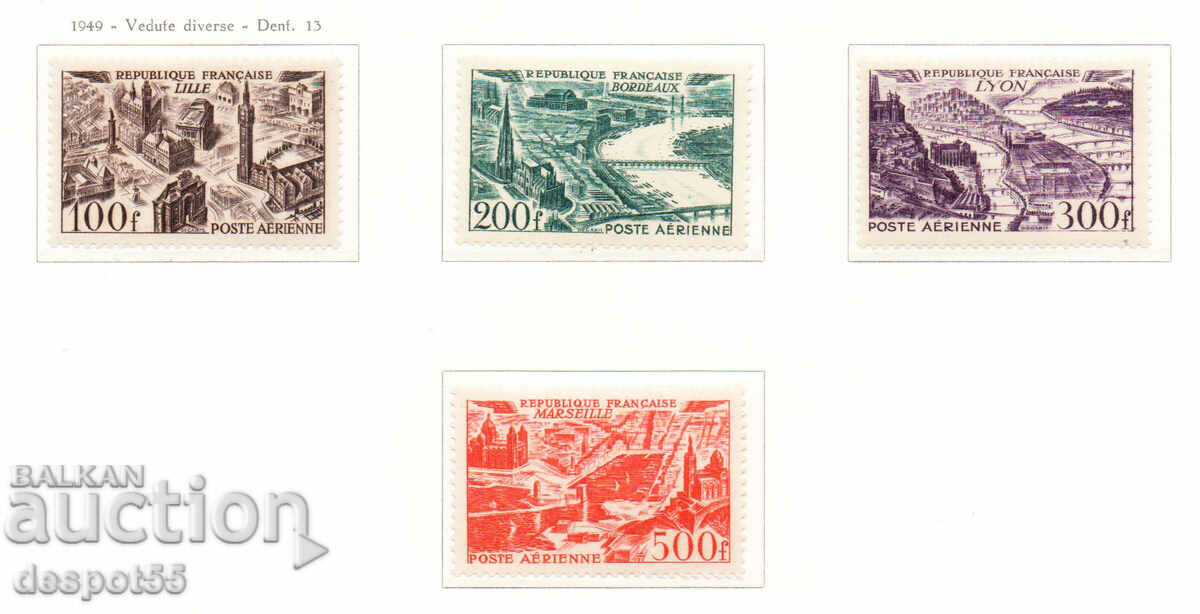 1949-50. Franţa. Airmail - Diferite vederi.