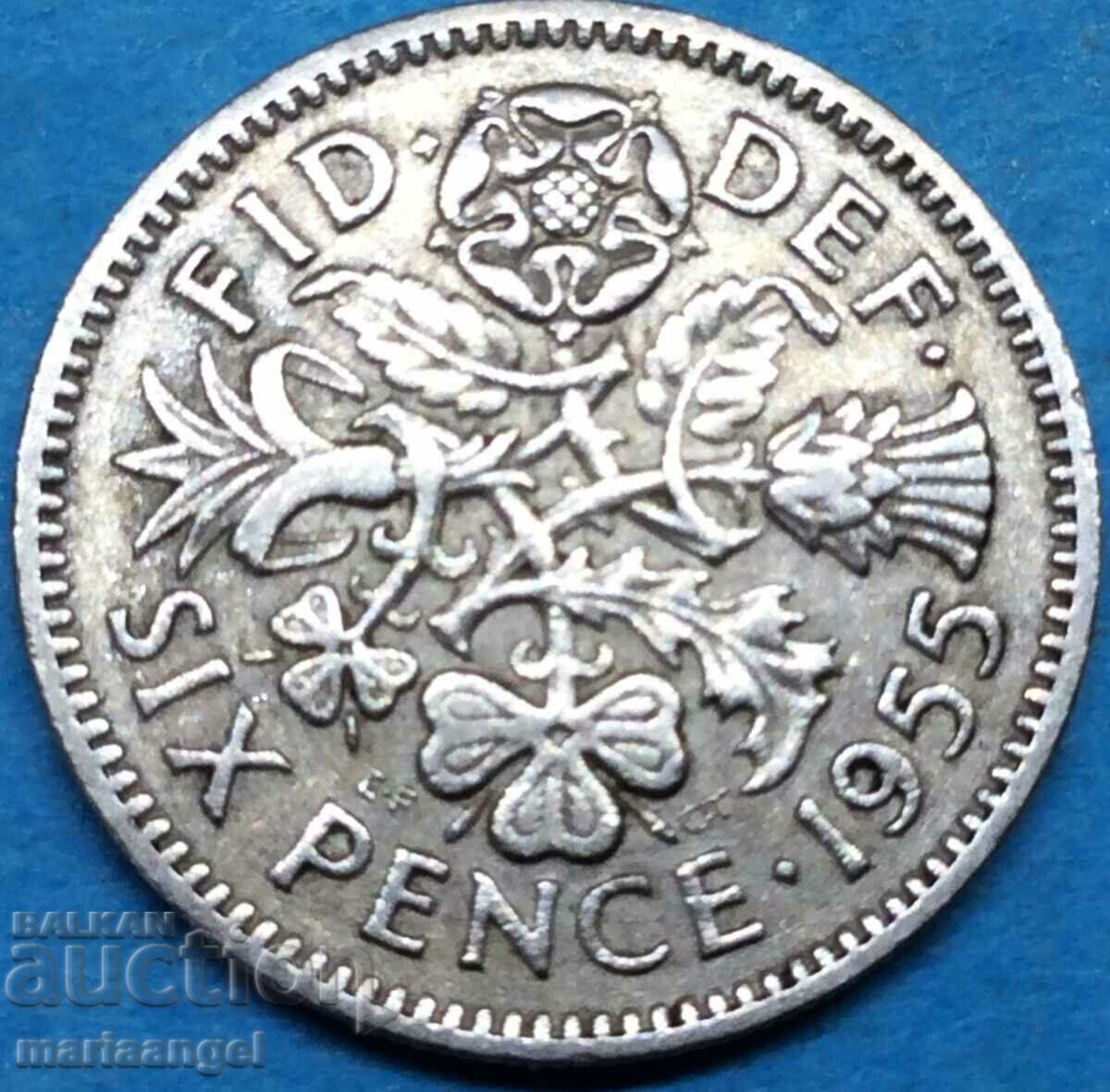 Marea Britanie 6 pence 1955 Elisabeta a II-a