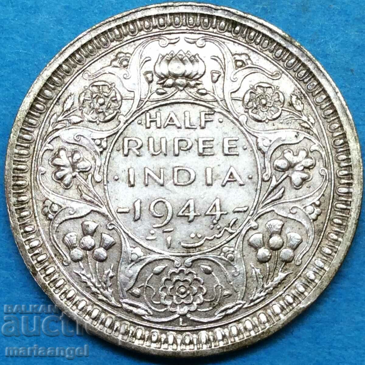 Βρετανική Ινδία 1944 1/2 ρουπία George VI Silver