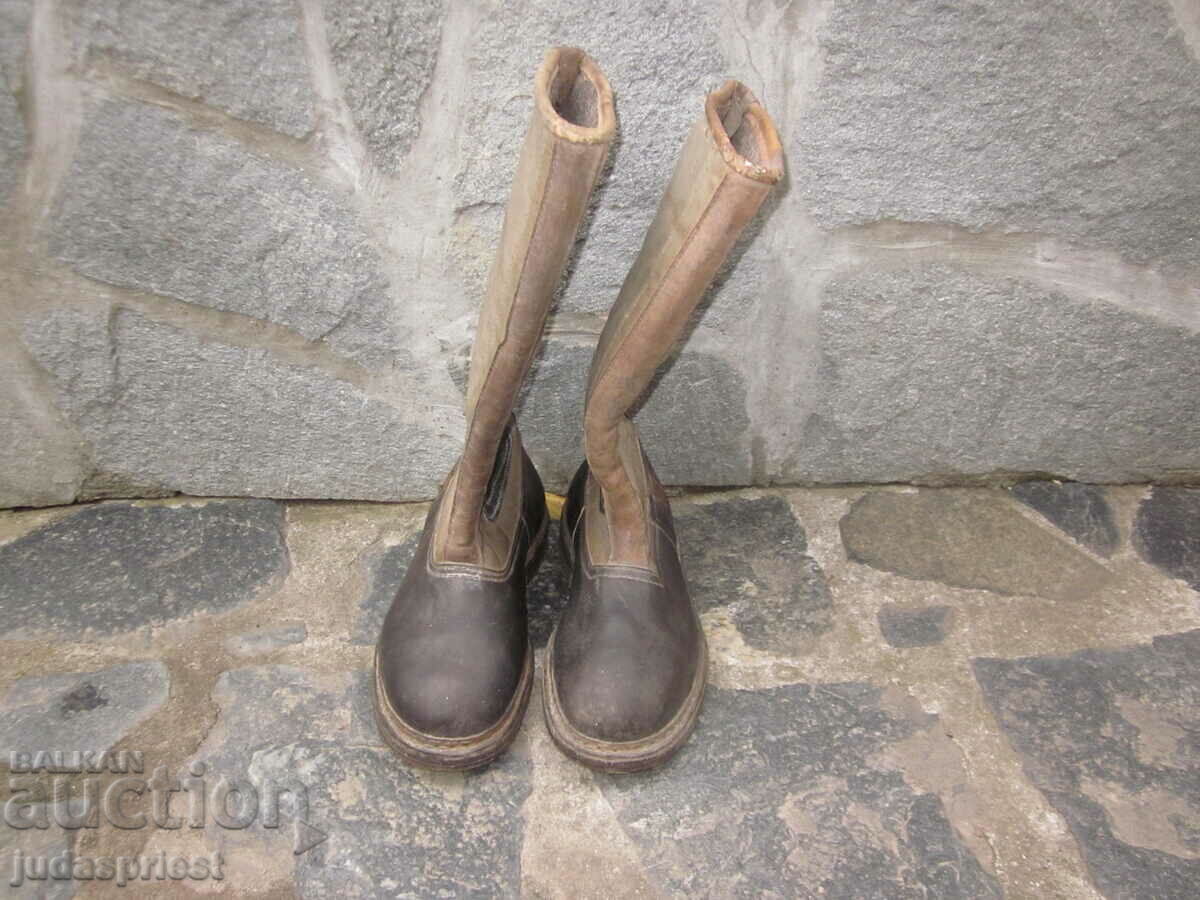old Bulgarian military guard boots shoes with straps