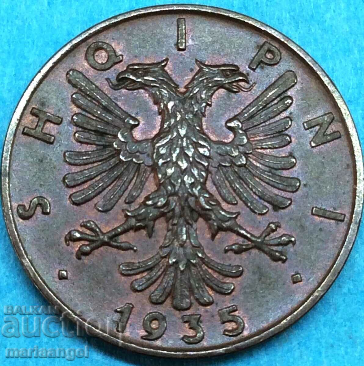 2 киндар 1935 Албания Shqipni Рим крал Зог ! бронз- качество