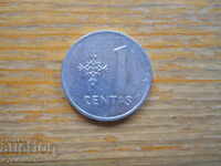 1 centas 1991 - Lithuania